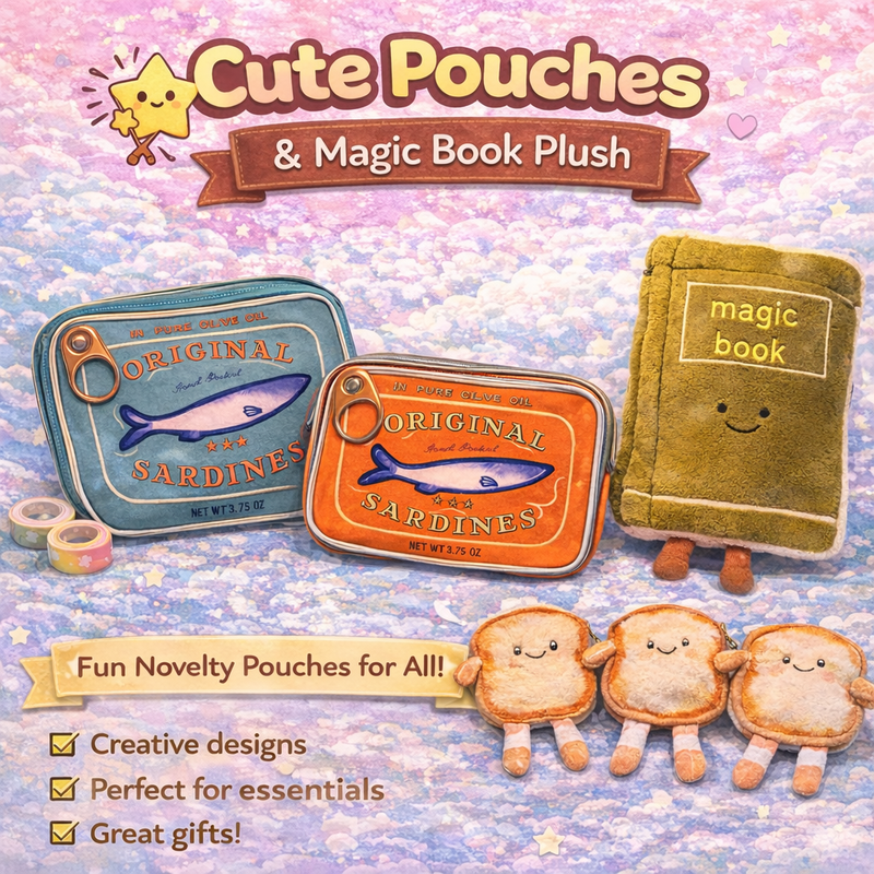 Adorable Pouches and Magic Book Plush